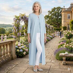 Joseph Ribkoff Two Piece Blue Cardigan Duster/Cami Set